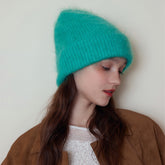 Mohair-Mischgewebe, gestrickte Wollmütze, dicke, warme Beanie-Mütze